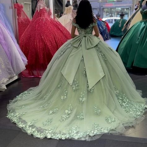 Shop Our Quinceañera Dress Collection Today – Page 2 Light Green Quinceanera Dresses, Sage Green Quinceanera, Green Quinceanera Dress, Green Quince Dress, Formal Birthday Party, Flowers Sage Green, Green Quinceanera Theme, Quinceanera Dresses Green, Green Quinceanera