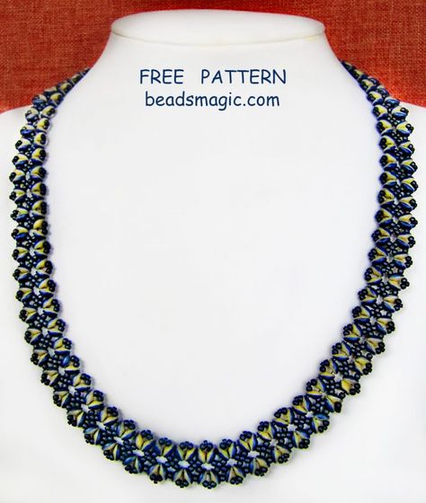 Super Duo Beads Patterns Free, Free Beading Patterns, Seed Bead Tutorials, Free Beading Tutorials, Beads Magic, Beaded Necklace Tutorial, Super Duo Beads, Beaded Necklace Patterns, Duo Beads