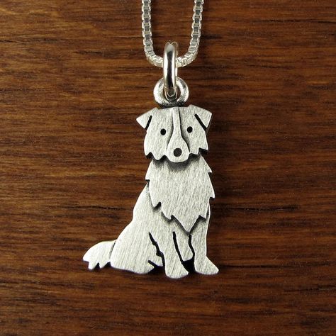 Silver Casting, White Cement, Dog Jewelry, Silver Box, Long Tail, Lovely Jewellery, Australian Shepherd, Animal Jewelry, Necklace Sterling Silver