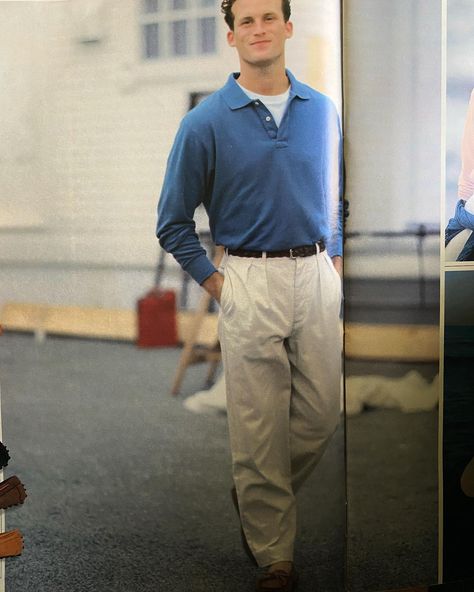 Preppy Guy Outfits, Jcrew Mens Style, 90s Fashion Catalog, 2000s Fashion Men, 90s Men Fashion, 90s Outfit Men, Steve Mcqueen Style, 90’s Outfits, 90s Fashion Men