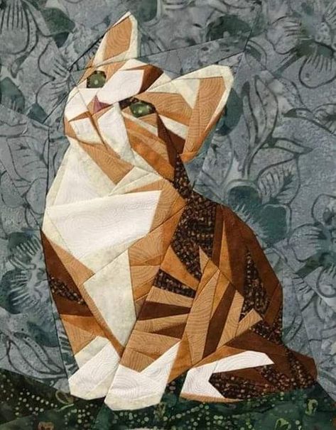 Cat Paper Piecing Patterns Free, Cat Paper Piecing Pattern, Cat Quilts Ideas, Dog Quilt Patterns, Batman Quilt, Hst Blocks, Cat Patchwork, Applique Cat, Patchwork Cat