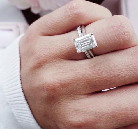 Engament Rings, Micro Pave Band, Pave Wedding Bands, Emerald Cut Engagement, Emerald Cut Rings, Wedding Rings Halo, Princess Cut Rings, Emerald Engagement Ring Cut, Emerald Cut Diamond