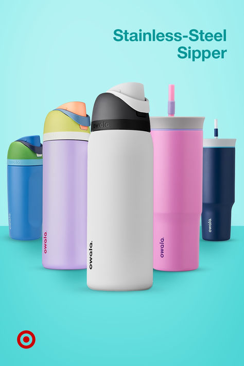 Keep your hydration game strong with a sturdy, insulated bottle. The steel finish is so sleek, you’ll take it everywhere—from the gym to grocery runs. Are you team tumbler or water bottle? Trendy Water Bottles With Straw, Best Water Bottle For Disney World, Light Pink Owala Water Bottle, Hot Pink Owala Water Bottle, Kawaii Water Bottle With Straw, Stanley Products, Trendy Water Bottles, Craft Market Display, School Bag Essentials