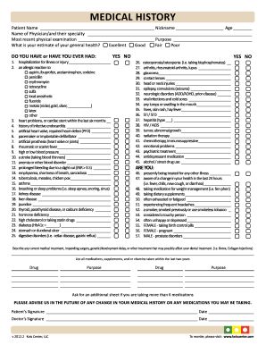 33 Printable Medical History Form Templates - Fillable Samples in PDF, Word to Download | PDFfiller Work Spreadsheet, Medical History Form, Family Medical History, Medical Form, Medical Printables, Medical Binder Printables, Health History Form, Family Emergency Binder, Lady Games