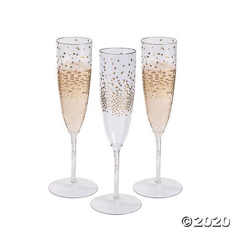 Shop It: New Year's Eve Party | Fun365 Gold Chivari Chairs, Wedding Drinkware, Plastic Champagne Flutes, 50th Anniversary Party, Champagne Party, Gold Dot, Christmas Party Supplies, Champagne Wedding, Plastic Tumblers