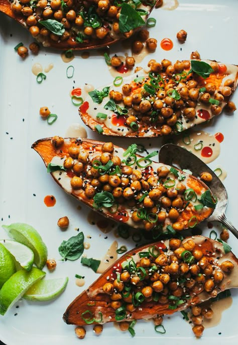 Vegan Main Course, Sweet Potato Toast, Crispy Chickpeas, Vegan Sweet Potato, Healthy Food Blogs, Tahini Sauce, York University, Sweet Potato Recipes, Vegan Dinner