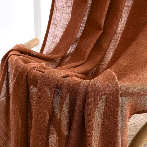 Rust Linen Curtains, Burnt Orange Sheer Curtains, Terra Cotta Curtains Living Rooms, Rust Curtains Bedroom, Rust Curtains Living Rooms, Terracotta Curtains Living Room, Burnt Orange Curtains Living Rooms, Amber Curtains, Rust Colored Curtains