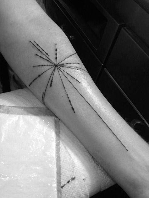 Carl Sagan Tattoo, Star Map Tattoo, Pulsar Star, Voyager Tattoo, Pulsar Map, Astronomy Tattoo, Science Tattoo, Science Tattoos, Map Tattoo