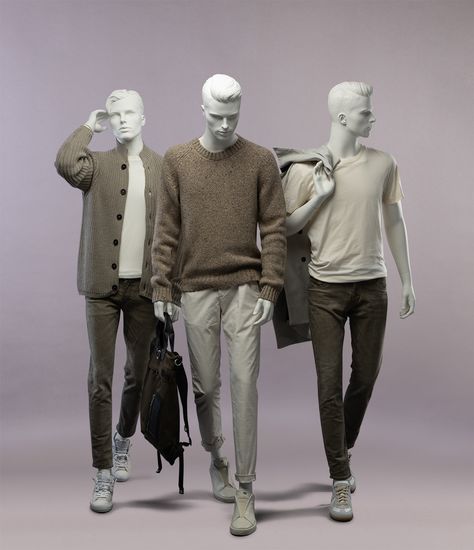 VANITY male is inspired by modern day tastemakers—fashion #influencers. Influencers are used to being the center of attention but still have approachable, authentic personalities that are reflected in VANITY’s relaxed yet confident poses. These #mannequins bring a piece of the digital world to traditional visual merchandising.   #visualmerchandising #retail #mannequins #fashion  #visualmerchandiser #vmdaily #vmlife #windowdisplay #visualmerchandisingdaily #genesismannequins Vm Display Ideas Fashion, Fashion Mannequin Sketch Male, Confident Poses, Adidas Mannequin Display, Mens Mannequin Display, Mens Display Ideas Visual Merchandising, Mannequin Male, Mannequin Fashion, Confident Pose