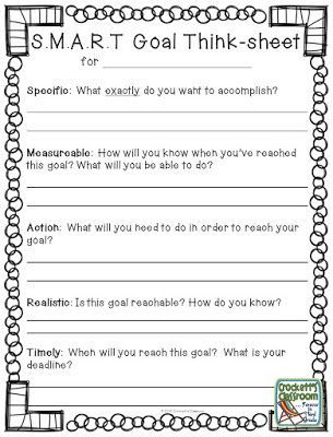 New Year Goals,  Help your students set S.M.A.R.T. goals for the new year.  Free download with thinking sheet and goals page. Goal Sheet, Art Assessment, Think Sheet, Goal Setting For Students, Folder Activities, Smart Goal Setting, Coloring Drawing, Gain Knowledge, Year Goals