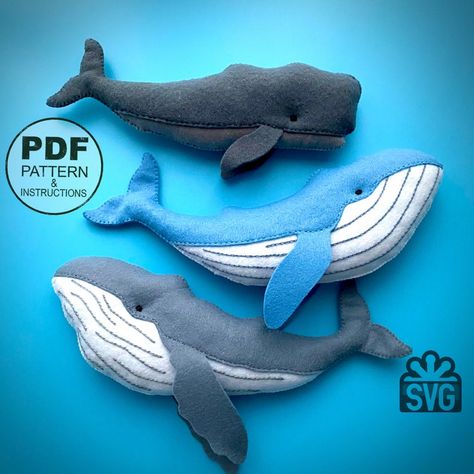 Ocean Animals Sewing Pattern PDF and SVG. Felt Sea Animal Toys Easy Pattern. SET Whales, Orca, Turtle, Manta, Beluga, Narwhal. Ocean Decor. - Etsy Denmark Whale Sewing Pattern, Doorstop Pattern, Blue Slime, Fabric Fish, Whale Pattern, Soft Toy Patterns, Animals Pattern, Animal Sewing Patterns, Ocean Decor