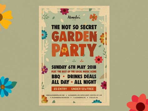 The Not So Secret Garden Party:   Poster design for an upcoming beer festival. Party Poster Design, Garden Lighting Diy, Garden Party Cakes, Secret Garden Party, Bbq Drinks, Secret Garden Parties, British Beer, Ideas For Garden, Shabby Chic Garden