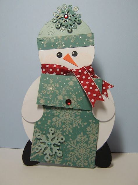 Waterlily Cards by Robyn: Snowman Giftcard Holder Gift Card Holder Diy, June Challenge, Body Silhouette, Card Box Holder, Gift Cards Money, Christmas Gift Card Holders, Creative Money Gifts, Diy Gift Card, Gift Holders