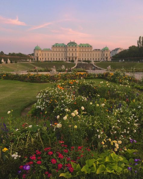 Belvedere Palace, Austria Vienna, Vienna, Austria, Palace, Building, Flowers, Green, Travel