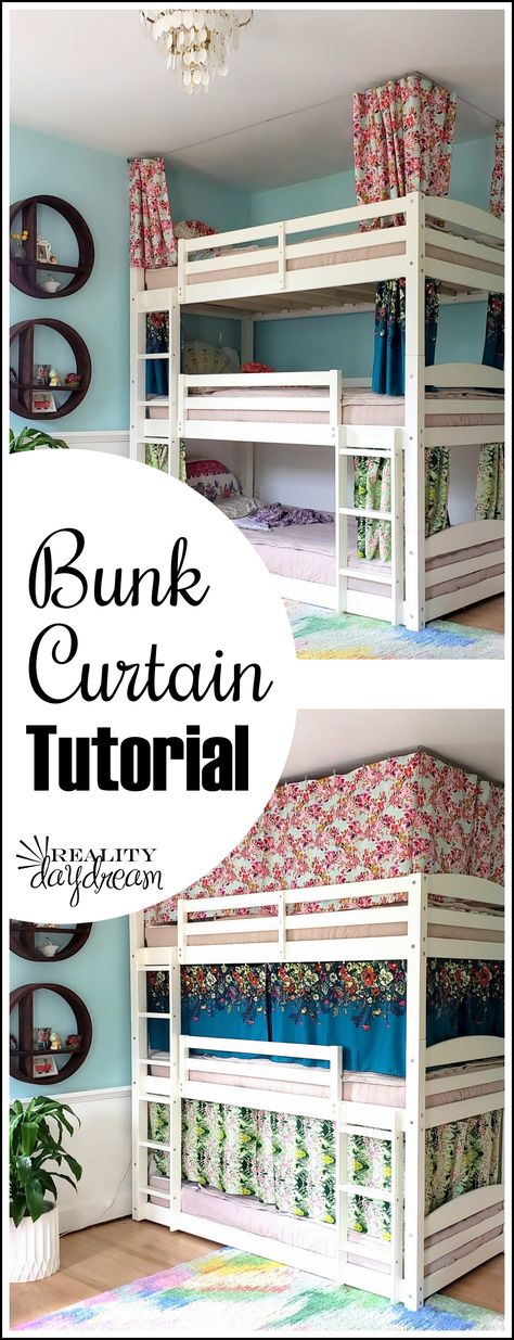 How to make BUNK BED CURTAINS for your kids' bunkbeds using this tutorial! {Reality Daydream} #diy #sewing #bunkcurtains