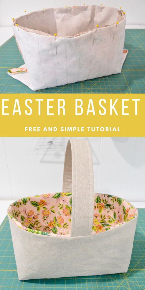 Cloth Easter Basket Diy, Diy Fabric Easter Baskets, How To Make An Easter Basket, Easter Bags To Sew, Sew Easter Basket, Easter Basket Sewing Pattern, Fabric Easter Basket Pattern, Sewing Easter Projects, Cloth Easter Basket