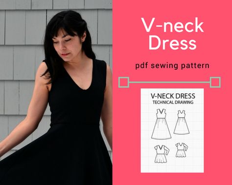 Free Printable Sewing Patterns and sewing tutorials: Learn how to sew, and create easy sewing projects and tutorials with our FREE SEWING PATTERNS, PDF available to download V Neck Dress Pattern Free, V Neck Dress Pattern, Free Printable Sewing Patterns, Dress Sewing Tutorials, Printable Sewing Patterns, Dress Patterns Free, Free Sewing Patterns, Garment Pattern, Dapper Day