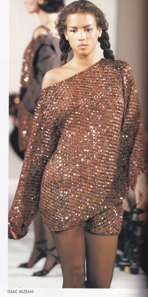 Fall Winter Looks, Veronica Webb, 90s Runway, Isaac Mizrahi, Strike A Pose, Winter Looks, Runway Fashion, Sequin Skirt, Natural Hair Styles