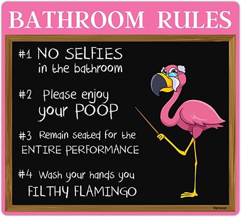 Flamingo Bathroom Decor, Pink Flamingo Decor, Flamingo Bathroom, Flamingo Lights, Bathroom Decor Signs, Pink Bathroom Decor, Led String Lights Outdoor, Flamingo Theme, Bathroom Rules