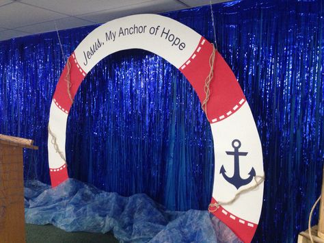 Nautical Theme Graduation Party, Cruise Ship Party Decorations, Notical Theme, Sailing Party Theme, Love Boat Theme Party, Cruise Themed Party Ideas, Boat Party Theme, Cruise Theme Parties, Vbs 2024 Breaker Rock Beach