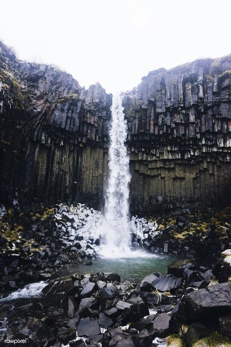 Svartifoss waterfall in Skaftafell, Vatnajökull National Park, Iceland | free image by rawpixel.com Vatnajökull National Park, Svartifoss Waterfall, Skaftafell National Park, Waterfall Iceland, Travel 2024, Winter Nature, Zion National Park, Nature Backgrounds, Free Image