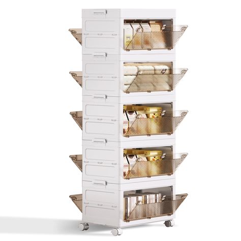 PRICES MAY VARY. Extra-large Plastic Storage Bins with Drawers:Each layer measures 14.96 in × 10.04 in × 8.86 in and has a capacity of approximately 23 QT. For a five-layer stack, the compressed overall size is approximately 14.96 in × 10.04 in × 47.05 in, with a total capacity of 115.22 QT Flexible and convenient design: Our storage cabinet features double-opening transparent doors that can be accessed from the front and back, making it easy to view and retrieve items, and its versatile design is perfect for a variety of spaces. The storage cabinet can be folded and equipped with smooth-rolling wheels, which can be easily moved for convenient storage and transportation, enhancing its practicality High-Quality Material: The stackable storage bins are made of PP+ABS material, offering excep Large Plastic Storage Bins, Stackable Plastic Storage Bins, Room Organization Bedroom, Storage Box On Wheels, Cube Storage Bins, Collapsible Storage Bins, Stackable Storage Bins, Storage Bins With Lids, Foldable Storage