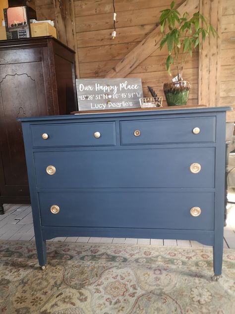 Dry Sink, Blue Furniture, Painted Dresser, Blue Colour, Slate Blue, Antique Dresser, Happy Places, Dresser, Blue Color