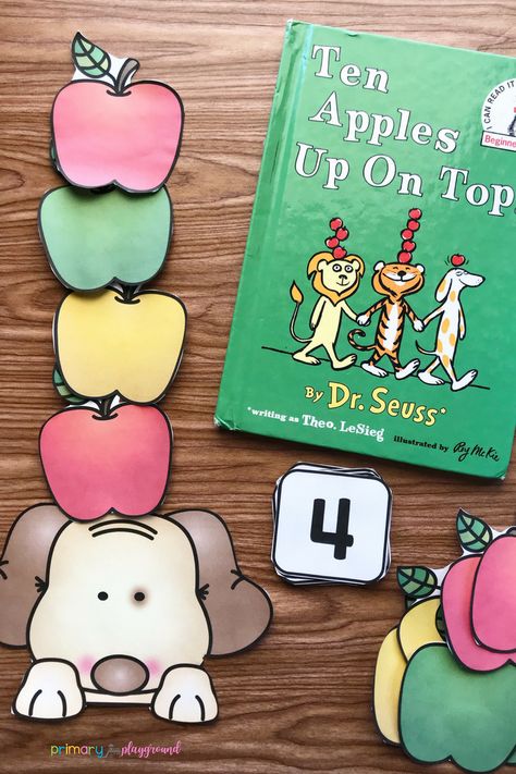 10 Apples Up On Top, Math Apple Activities, Apple Lesson Plans, Apple Counting, Ten Apples Up On Top, Preschool Apple Activities, Preschool Apple Theme, September Preschool, Apple Kindergarten