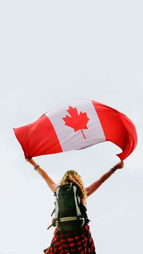 Woman holding the Canadian flag mobile wallpaper | premium image by rawpixel.com / HwangMangjoo Canada Wallpaper Backgrounds, Canada Flag Aesthetic, Canada Wallpaper Iphone, Canada Flag Wallpapers, Canadian Aesthetic, Canada Wallpaper, Canada Aesthetic, Canada Soccer, Soccer World Cup