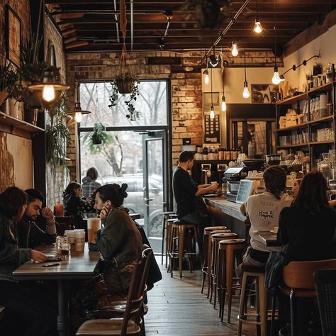 "Cozy Coffee Shop: Patrons enjoying warm beverages in a cozy #coffee_shop with #rusticdecor and ambient #lighting. #morningcoffee #cozyvibes #cafespot #interiordesign #stockcake ⬇️ Download and 📝 Prompt 👉 https://stockcake.com/i/cozy-coffee-shop_134865_16108" Coffee Small Shop, Busy Coffee Shop Aesthetic, Sipping Coffee Pose, Micro Coffee Shop, Coffee Shop Owner Aesthetic, Small Cafe Ideas, Comfy Coffee Shop, Chill Coffee Shop, Dark Academia Coffee Shop