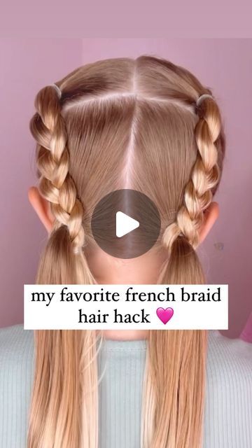 Audrey McClelland on Instagram: "MY FAVORITE FRENCH BRAID HAIR HACK 🩷 If you’re not great at French braiding, this is one of my favorite all-time hairstyles to share with everyone! I’ve never been great at French braiding or Dutch braiding, so I’ve always relied on hair hacks to help me out. This is such a simple one to do and it comes out looking so cute and so pretty! . Use a hair wax stick at the end just to smooth the flyways down. I will share my favorite hair products in my stories and also in my highlights! . #hairhacks #hairhack #hairdo #braidideas #braidinspo #braidinspiration #braid #simplehairstyles #simplehair #simplehairstyle #easyhairstyles #easyhairstyle #easyhairstylesforgirls #cutehairstyles #cutehair #hairvideo #hairideas #hairinspo #hairinspiration #hairvideos #hairidea Girls French Braid Hairstyles, Double French Braid Tutorial, French Braid Hairstyles For Kids, Kids French Braids, Easy French Braid Hairstyles, Easy French Braid For Beginners, French Braid Hack, Learn To French Braid, French Braid Twist