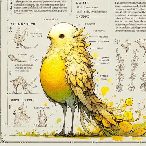 Page 101 - 104: "Creatures Most Sour" My entry for Lunatopia's Daily AI-art challenge for the 24:th of May: "Lemon Yellow" Follow Luna at @lunatopia._ #aiart #aiartwork #aiartcommunity #aisketch #aiconceptart #fantasy #fantasycreature #fantasyart #fieldguide #beastiary #lemon #bird #yellow #lunatopiadailyai Bird Fantasy Creatures, Tropical Fantasy Creatures, Fantasy Bird Concept Art, Bird Creature Design, Flying Mythical Creatures, Fantasy Bird Creature, Birds Concept Art, Spirit World Art, Fantasy Bird Art