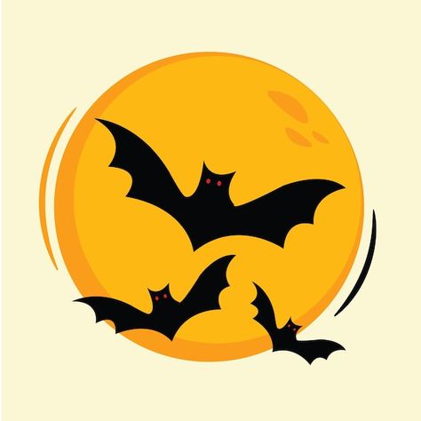 Holiday Paintings, Bat Vector, Art Elementary, About Moon, Moon Vector, October Crafts, Moon Icon, Orange Moon, Moon Logo