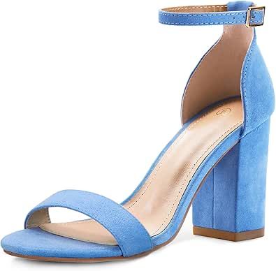 COASIS Women's Chunky Block Heels Open Toe Ankle Strap 3.5 Inch Heeled Sandals Baby Blue Heels, Shoe Image, Blue Heels, Chunky Block Heels, 5 Inch Heels, Ankle Straps, Block Heels Sandal, Heeled Sandals, Platform Heels