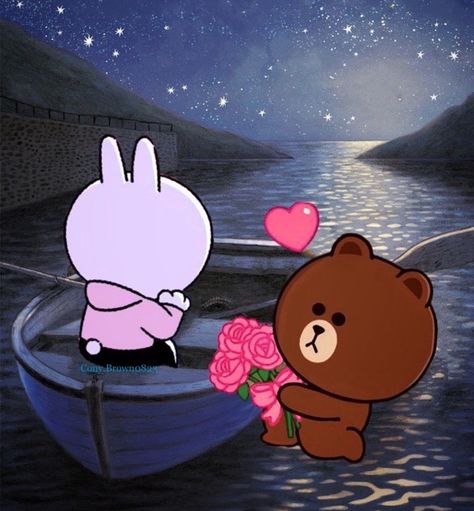 Cony Brown, Wonderful Wednesday, Milk & Mocha, Cute Bear Drawings, Soulmate Love Quotes, Cute Cartoon Pictures, Cute Love Cartoons, Line Friends, Love Gif