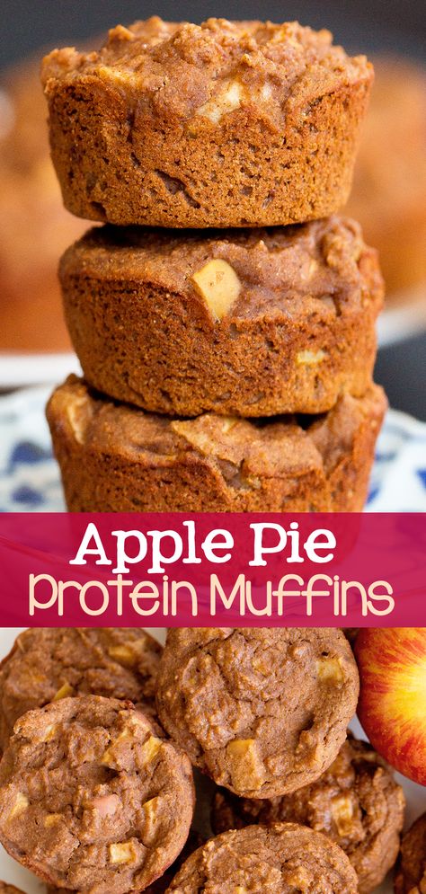 Apple Pie Protein Muffins - Healthy Snack Recipe Apple Oat Protein Muffins, Protien Powders Muffin Recipes, Healthy Fall Recipes High Protein, Apple Cinnamon Cottage Cheese Muffins, Applesauce Protein Muffins, Apple Cottage Cheese Muffins, Glp1 Snacks, Bariatric Muffins, Cottage Cheese Apple Muffins