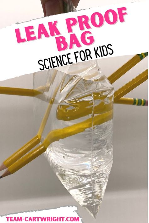 Text: Leak Proof Bag Science for Kids
Picture: plastic baggie full of water with 3 pencils stuck through and no water leaking. Scientific Method Experiments, Stem Activity For Kids, Polymer Science, Elementary Stem Activities, Water Magic, School Age Activities, Science Experiments For Preschoolers, Stem Activity, Kid Experiments