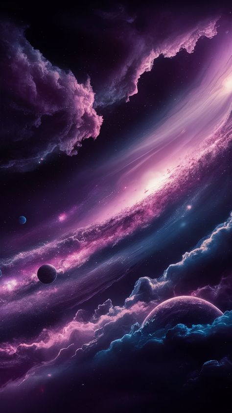 Immerse yourself in the breathtaking beauty of the cosmos with our stunning purple space wallpaper. This enchanting design features a swirling galaxy, vibrant stars, and distant planets, all in a palette of deep purples and soft lavenders. Perfect for those seeking a touch of cosmic wonder in their space. Ideal for digital backgrounds or home decor. Explore the magic of the universe today! #SpaceWallpaper #GalaxyArt #CosmicDesign Wallpaper Backgrounds Magic, Purple Space Wallpaper, Purple Universe Wallpaper, Galaxy Aesthetic Purple, Aesthetic Space Wallpaper, Space Aesthetic Room, Gorgeous Backgrounds, Ethereal Galaxy, Planet Aesthetic