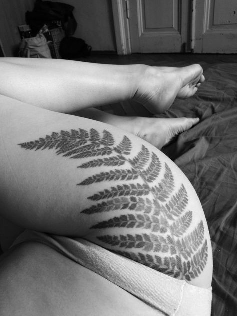 hip fern tattoo - Google Search Fern Tattoo On Thigh, Fern Hip Tattoos Women, Thigh Fern Tattoo, Fern Tattoo On Leg, Leg Fern Tattoo, Hip Fern Tattoo, Fern Tattoo Thigh, Fern Tattoo Hip, Fern Sternum Tattoo