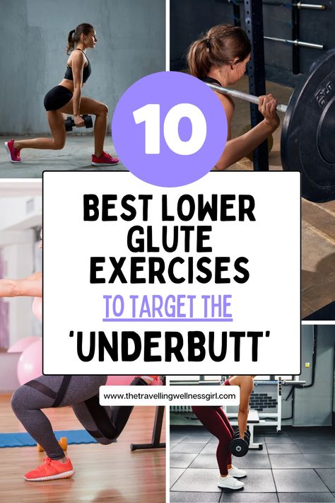 Lower glute exercises to target the underbutt Underbutt Exercises, Lower Glute Exercises, Glute Workouts For Women, Hamstring Workouts, Lower Glutes, Glute Workout Gym, Lower Body Exercises, Target Workout, Glute Workouts