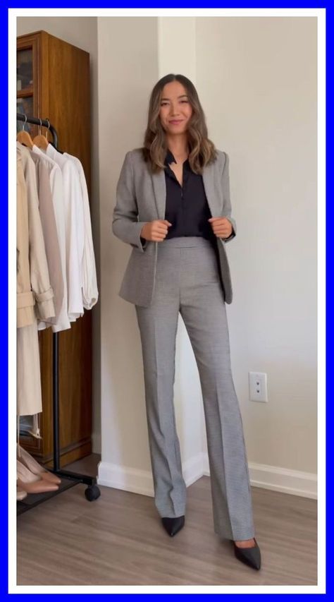 Gray Suit For Women Work Outfits, Casual Business Meeting Outfits For Women, Court Lawyer Outfit, Corporate Millennial Outfit, Corporate Office Attire Women, Suits Formal Women, Law Office Attire, Womens Lawyer Outfits, Women Attorney Outfits