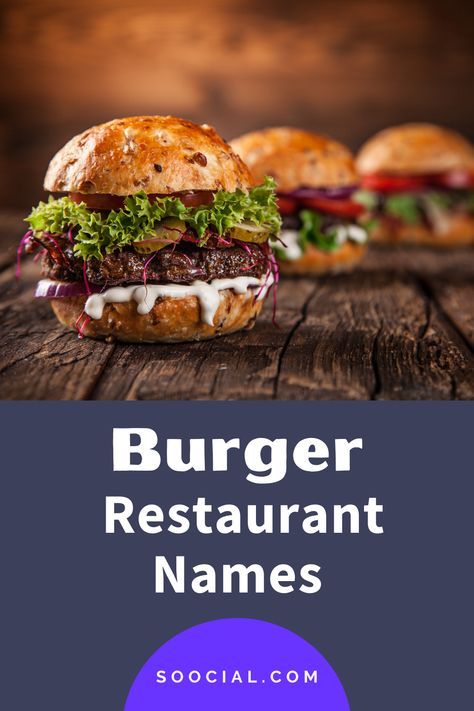 Burger Names Ideas Fast Foods, Fast Food Names Ideas, Burger Names Ideas, Burger Restaurant Design, Blt Burger, Burger Names, Italian Burger, Burger Ideas, Ideas Name