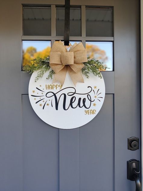 Happy New Year Door Hanger, Happy New Year Door Decorations, New Year Door Hanger, January Door Hanger, New Years Door Hanger, Happy New Years 2023, Winter Door Hangers, Front Door Welcome Sign, New Years 2023