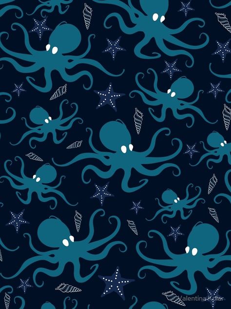 Cute Blue Octopus Pattern Design Octopus Pattern Illustration, Print Development, Octopus Wallpaper, Octopus Pattern, Octopus Illustration, Blue Octopus, Octopus Design, Wall Papers, Phone Background