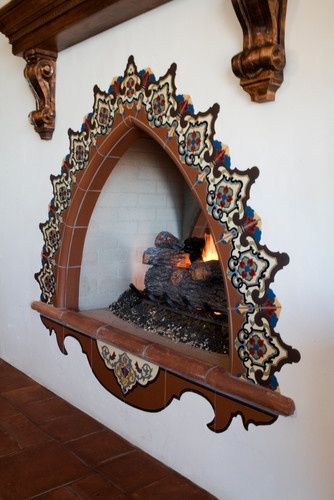 Mexican Room Decor Ideas, Colonial Revival Architecture, Fireplace Styles, Kitchen Pass, Boho Glam Home, Talavera Design, Hacienda Homes, Hacienda Style Homes, Spanish Decor