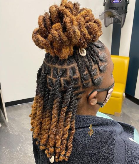 Petal Dreads Hairstyle, Artificial Dreadlocks Hairstyles Black, Artificial Locks Hairstyles, Artificial Dreadlocks Hairstyles, Petal Loc Styles, Half Up Half Down Loc Styles For Women, Two Strand Twist Locs Styles For Women, Dreadlock Petals Loc Hairstyles, Barrell Roll Loc Styles