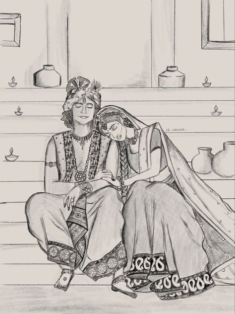 Radha Krishna Sketching, Radha Krishna Love Sketch, Krishna And Radha Sketch, Shri Krishna Drawing Sketch, Mandala Radha Krishna, Radha Krishna Mandala Art Easy, Radha Krishna Drawing Sketch Easy, Radha Krishna Doodle, Radhe Krishna Sketch Pencil Easy