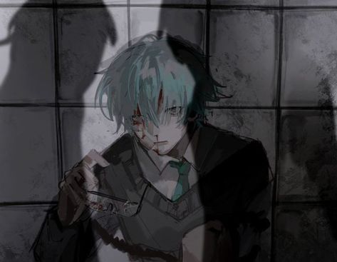 Blood Art, Deep Art, Dark Art Illustrations, 영감을 주는 캐릭터, Dark Anime, Boy Art, Cute Anime Guys, An Anime, Art Reference Poses