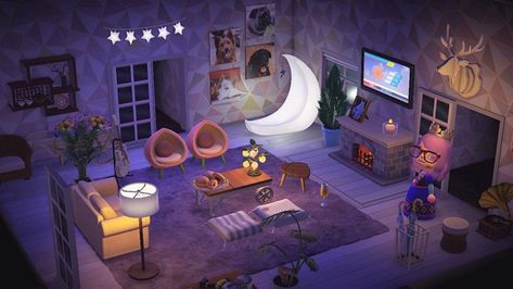 25 Living Room Ideas For Animal Crossing: New Horizons – FandomSpot Acnh Gaming Room, Acnh Living Rooms Ideas, Dog Living Room, Customize Wallpaper, Cute Living Room, Animals Crossing, Living Room Images, Animal Crossing Wild World, Island Decor