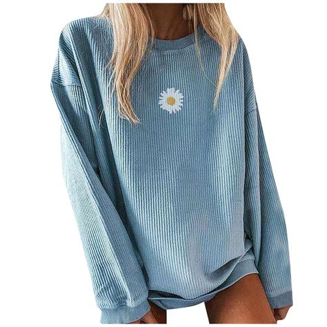 Basic Blouses, Pullover Mode, Winter Pullover, Basic Long Sleeve, Daisy Print, Long Sleeve Knit Tops, Loose Tops, Printed Sleeves, Casual Streetwear